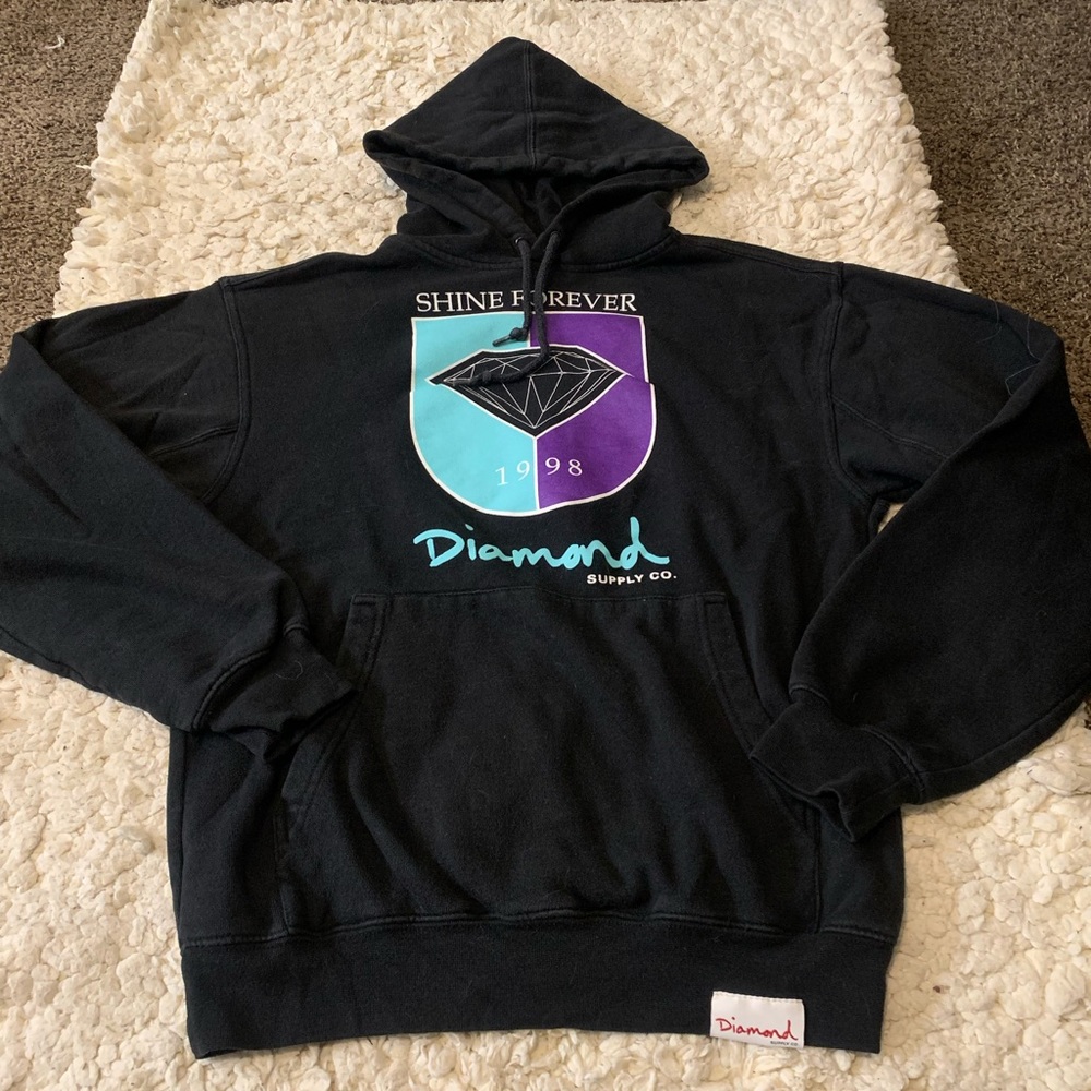 Diamond Supply Co Men’s Shine Forever 1998 Black Blue Purple Hoodie Sweatshirt S